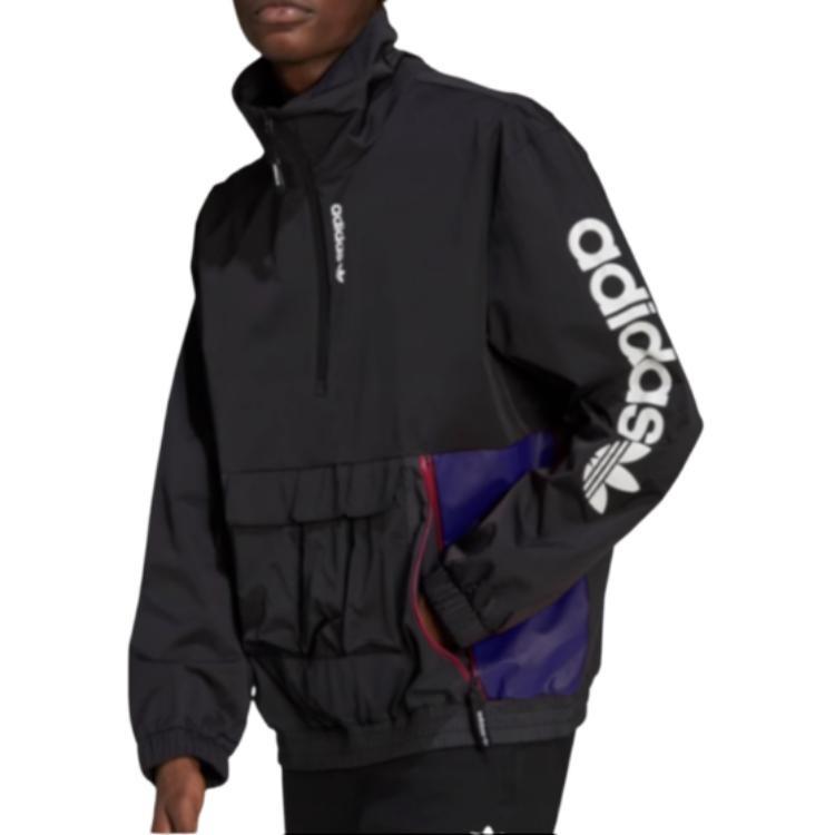 adidas originals G Outd Wb Sports Printing Cardigan Stand Collar Jacket Black Men's H09356