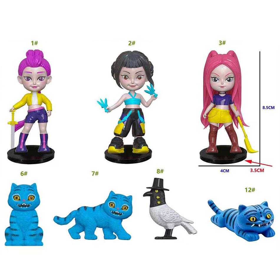 7-10pcs/Set Kpop Demon Hunters Action Figure Toy Derpys Tiger Rumi Mira Zoey Sussy Figurine Doll For Fans Gift Figurine Ornament