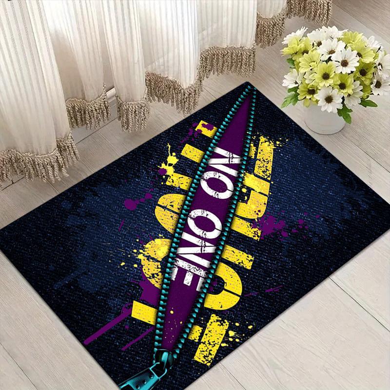 1pc Zipper Word Print, Design Indoor Area Rug - Soft, Anti-Slip, and Durable Gaming Room Decor for Bedroom, Living Room