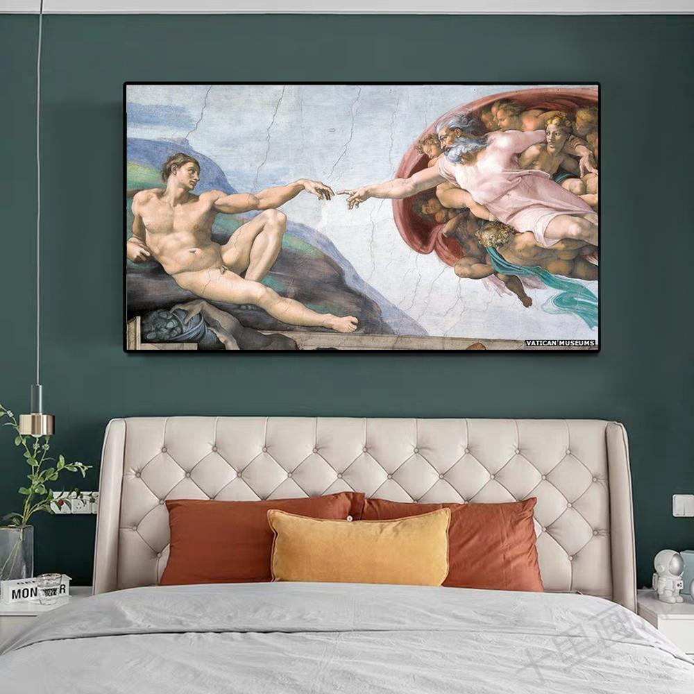 Микеланджело-Сотворение Адама знаменитой фигуры портрет холст картина абстрактный плакат настенное искусство гостиная украшение дома