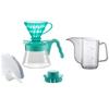 V60 Color Brew with Kettle VCSDA-01-20CP-MB, Mint Breeze, 1-2 Cups, Heatproof Glass Server, Recipe Book, Made In Japan