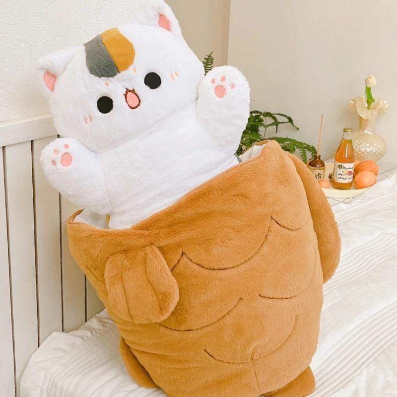 Мягкая игрушка пушистая кошка тайяки кролик прячется в морковке мультяшные животные плюшевая подушка рождественский подарок для детей и девочек