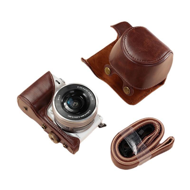 Slim Single Shoulder Camera Bag Sony NEX-5T NEX-5R With 16-50mm Lens PU Leather Protective Case Unisex Travel Daily Use