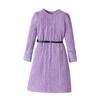 Children's Clothing New Autumn Winter Girls' Patchwork Plush Dress with Belt
