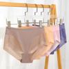 Simple Solid Color Ice Briefs Silk Mesh High Waisted Women's Underpants Seamless Lightweight Pure Cotton Antibacterial Crotch Panties