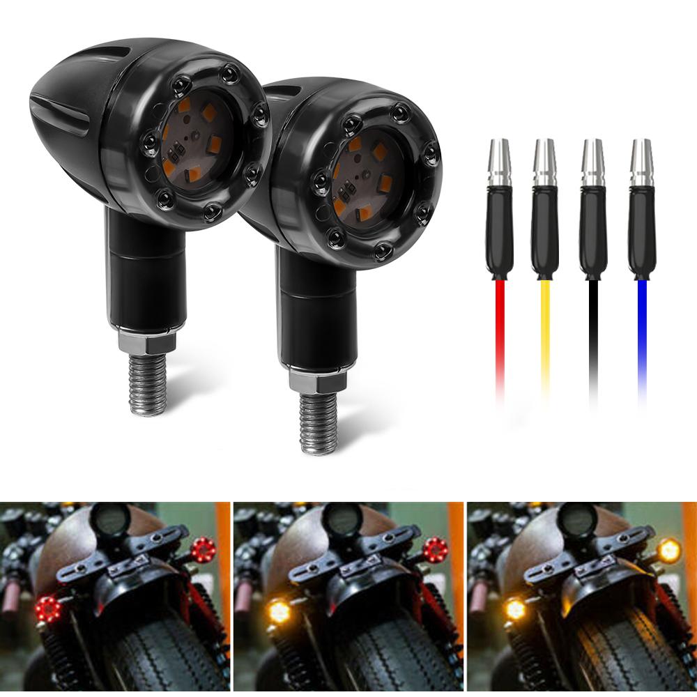 Motorcycle LED Turn Signal Light Mini Bullet Moto Indicators Stop Light Led Amber Warning Lamp Blinker Light 12V for Harley Honda Suzuki Kawasaki