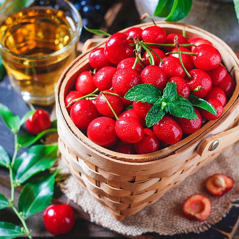 5D DIY Алмазная вышивка Фрукты Апельсин Вишня Пейзаж Алмазная картина Пейзаж Полный круглый Стразы Декор для кухни