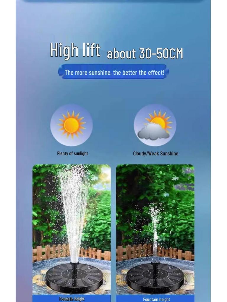Автоматический солнечный прудовый фонтан-циркулятор и аэратор для наружного использования
