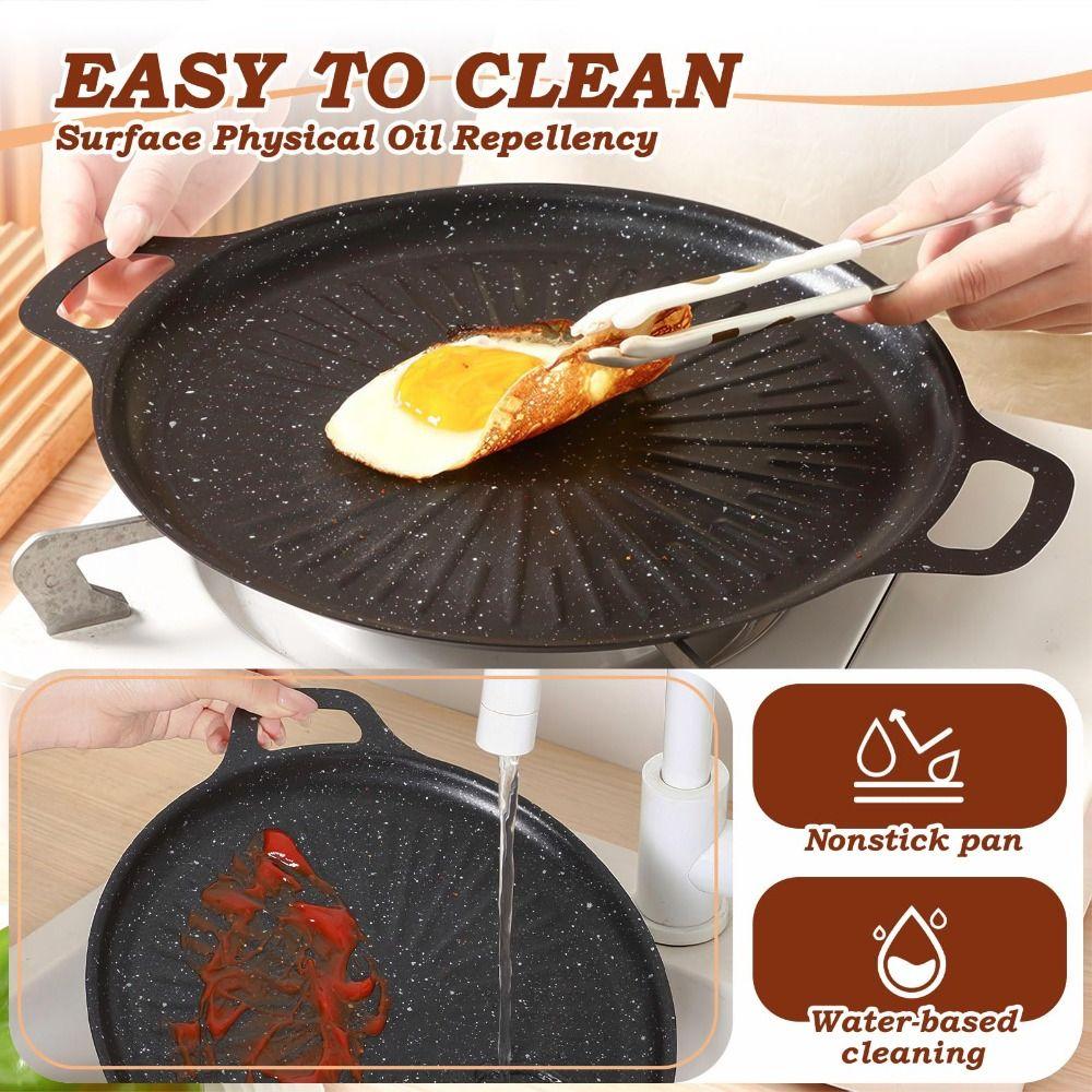 Non-Stick Round Griddle Pan Heavy Duty Non-Stick Grill Pan Durable BBQ Grill Pan Grilling