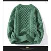 Men Red Thick Twisted Knit Sweater Casual Long Sleeve Warm Pullover Outerwear