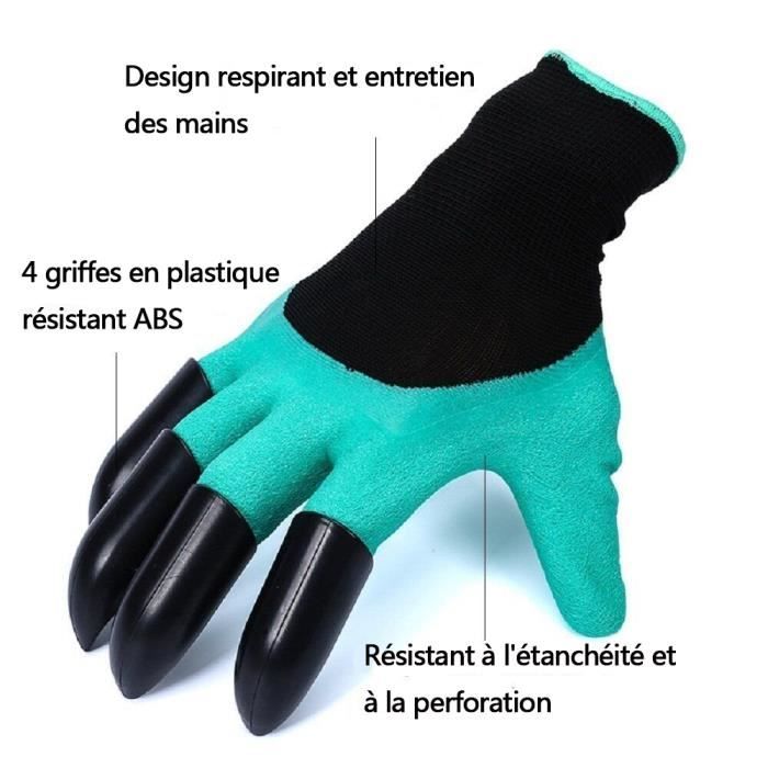 Gants de jardinage Garden Genie - Marque Garden Genie - Avec griffes en plastique ABS - Couleur verte