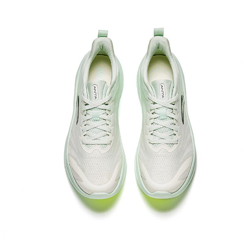 New Anta Slip-Resistant Breathable Lightweight Height Increasing Low-Top Casual Running Shoes Women's White Green 922525519-3