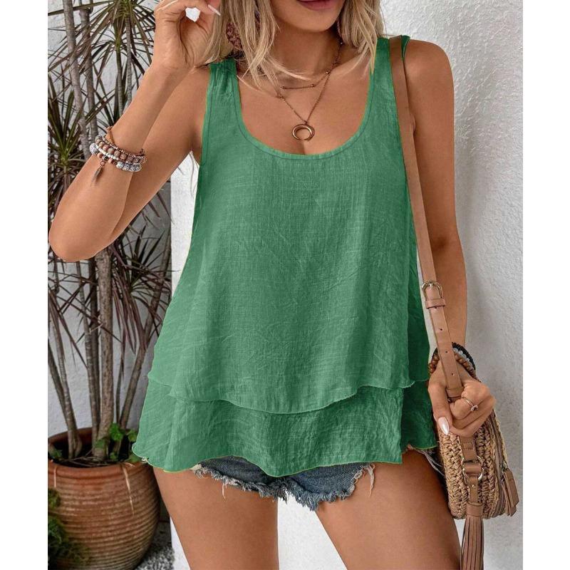 Женская футболка-футляр без рукавов с двухслойным принтом Cake Swing Tail