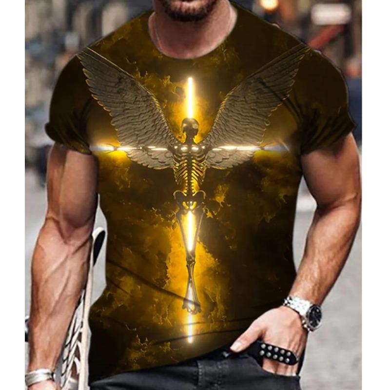 Летняя мужская футболка с круглым вырезом и короткими рукавами с 3D-цифровой печатью, большие размеры, мужские спортивные футболки для мужчин