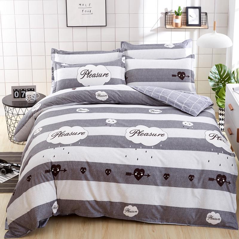 WTEMPO 4 PCS Bedding Set Breathable Bed Cover Skin-friendly Cotton Bed Decoration