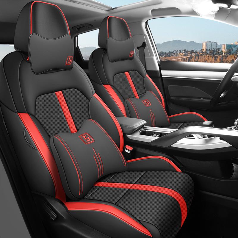 Bin Yue 5-Seater Perforated Leather Car Seat Cushion - All-Season Universal Fit