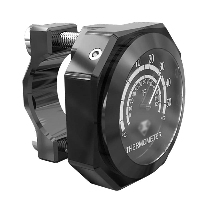 1Pcs 7/8" 1" Motorcycle Motorbike Bicycle Aluminum Alloy Luminous Handlebar Mount Clock Watch Thermometer Gauge