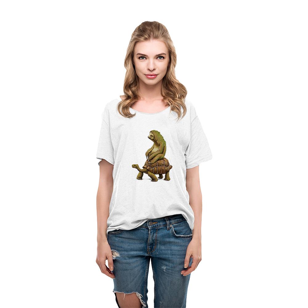 Tortoise And Sloth Cartoon Womens Tshirt Funny Summer Urbano Casual Tops Ropa Tumblr Mujer New