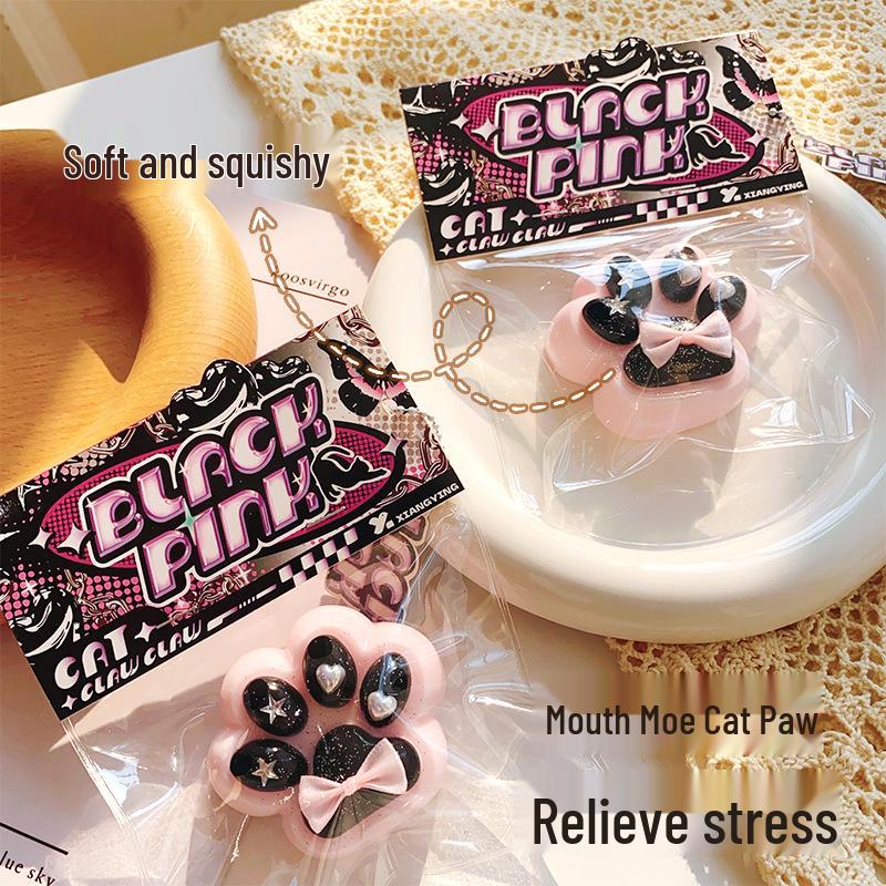Розовая и черная кошачья лапка, игрушка-антистресс для сжимания - Мягкая, похожая на грязь, декомпрессионная вещь в слепом пакете