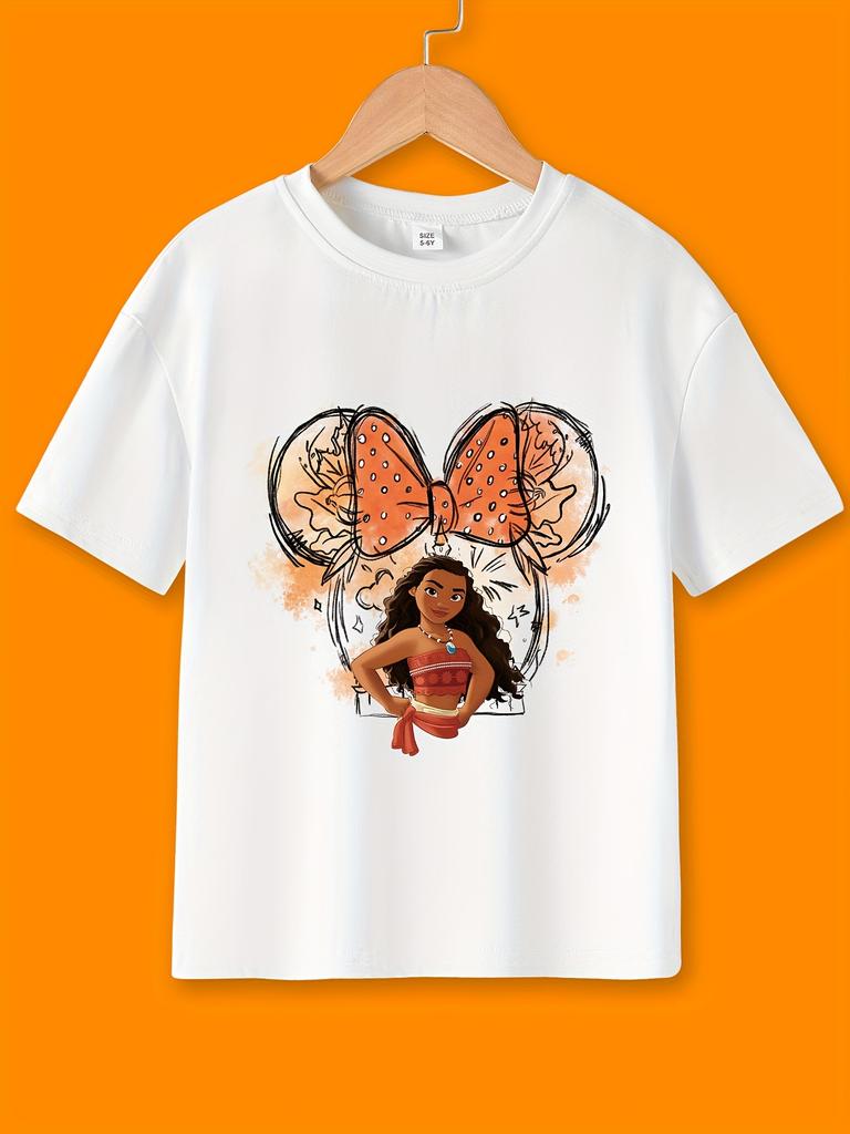 MINISO Официально авторизованная Disney футболка с коротким рукавом Минни Мауи Моана с принтом для девочек и мальчиков милый принт детская одежда мультяшная аути