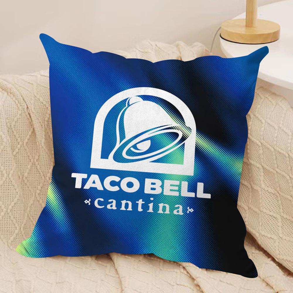 Mexican Flavor T-Taco Bell Cushion Cover Soft Plush Fabric Double-Sided Printed Sofa Cushion Cover for All Seasons Home Decor