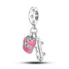 925 Silver Pink Ballet Shoes Ballet Set Charms Fit Original Charm Bead Pendent Dangle Bracelet DIY Women Jewelry Gift