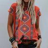 Ретро Принт 3D Летняя Повседневная Одежда Этнический Стиль Топ Футболка Женская Футболка с Коротким Рукавом Богемная Цветочная