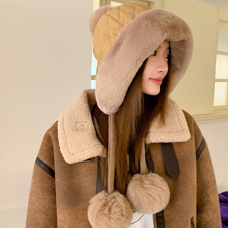 Женская зимняя ветрозащитная и теплая шапка-пуловер с защитой ушей, флисовая утолщенная велосипедная ветрозащитная снежная шапка