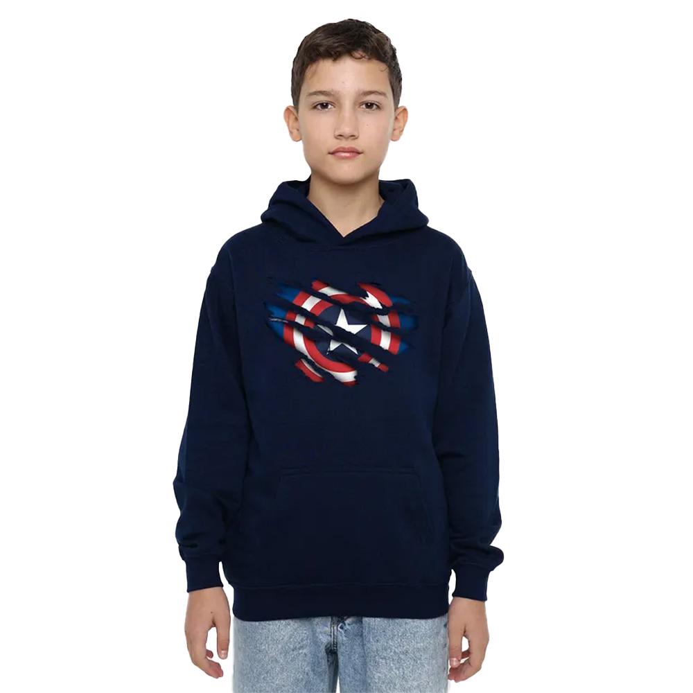 Captain America Childrens/Kids Torn Pull Over Hoodie