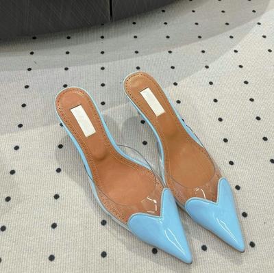 Модная женская прозрачная обувь из ПВХ, туфли на высоком каблуке, сандалии, для сексуальной вечеринки, цвет дофамина, идеальное летнее сочетание, шлепанцы на высоком каблуке