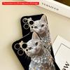 2DFlat Iridescent Pearl Cat Phone Case All inclusive film hard phone case, compatible with iPhone 18 Pro Max 17 16 15 14 13 12 11