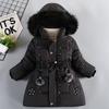 Girls Thick Keep Warm Winter Jacket Detachable Hat Plush Collar Hooded Padded Lining Coat For Kids Children Birthday Present