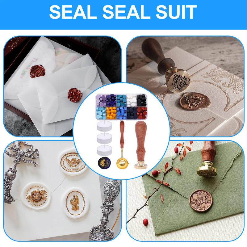Портативный набор восковых печатей, восковые штампы для запечатывания писем, красочные восковые бусины, плавильный инструмент для начинающих и любителей бумажного творчества