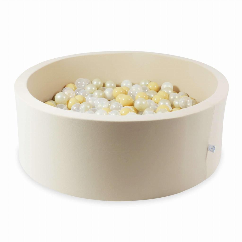 Dry pool 110x40 beige with 500 balls: transparent, opalescent, light gold, beige