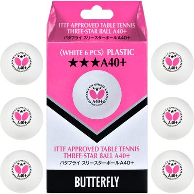 Настольный теннис Butterfly Мячи Butterfly Three Star Ball Белые Упаковка 95780 Белые Мячи, A40+ (270), 6, (270)