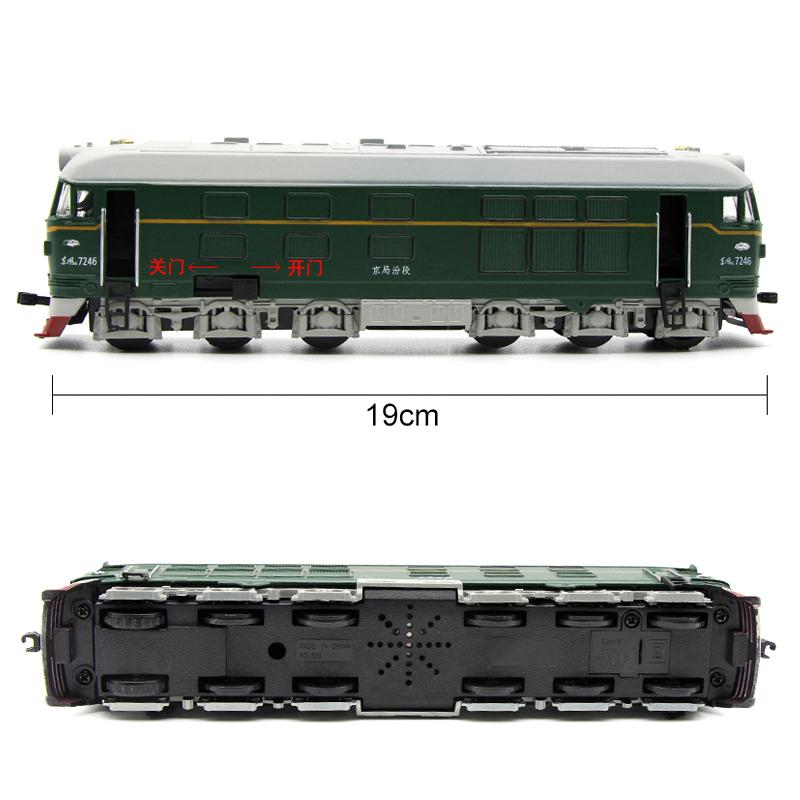 Модель локомотива из сплава с акустооптическим рикошетом, классическая зеленая кожаная модель поезда, детская игрушечная машинка в подарок