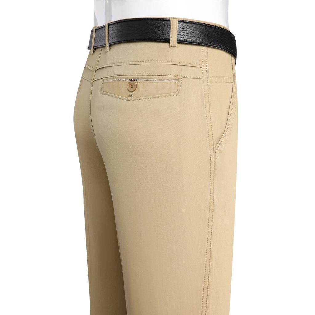 Summer Middle-aged and Elderly Men's Thin Cotton Casual Trousers Men Straight Loose Trousers High-waisted Dad Trousers Father Men's Trousers
