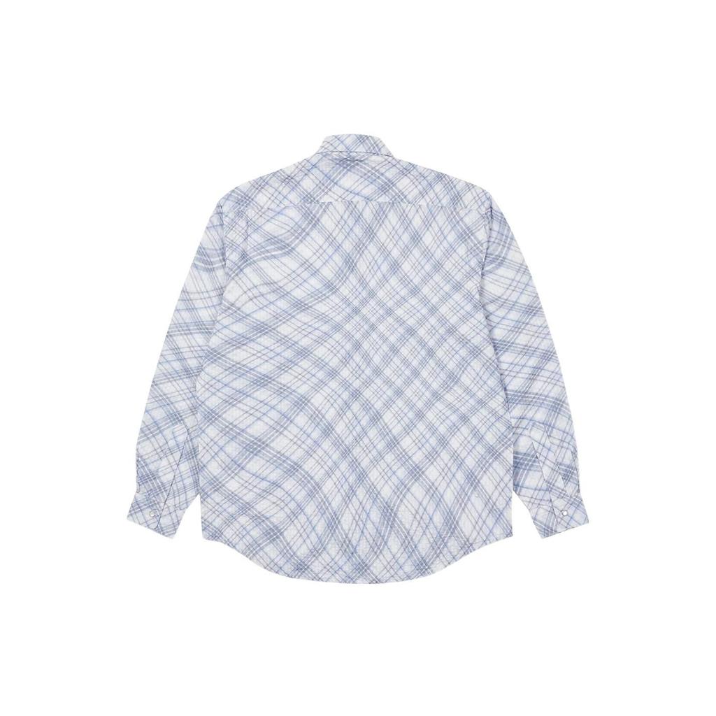 Palace Рубашка в клетку Warp с длинными рукавами и нагрудным карманом, топы унисекс, синяя P22SHT064