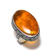 Натуральный балтийский янтарь Драгоценный камень 925 пробы Стерлинговое серебро Ювелирное изделие Размер кольца 8.5 ETC-6738