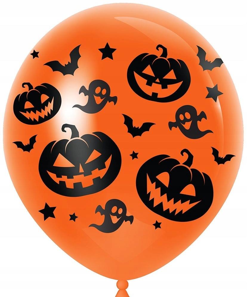 Balony Lateksowe Pomarańczowe Czarne Dynie Dekoracja Halloween 10Szt.