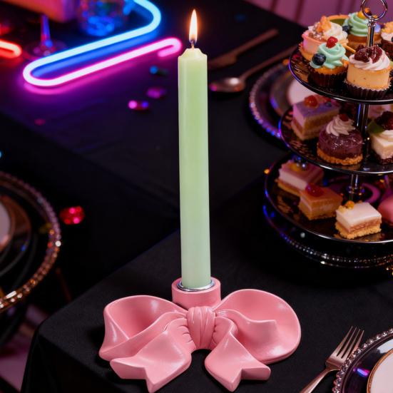 Розовый бант Керамический подсвечник для конусных свечей Подставка для конусных свечей Подсвечник Центральный элемент стола Праздничная вечеринка Домашний офис Настольное украшение