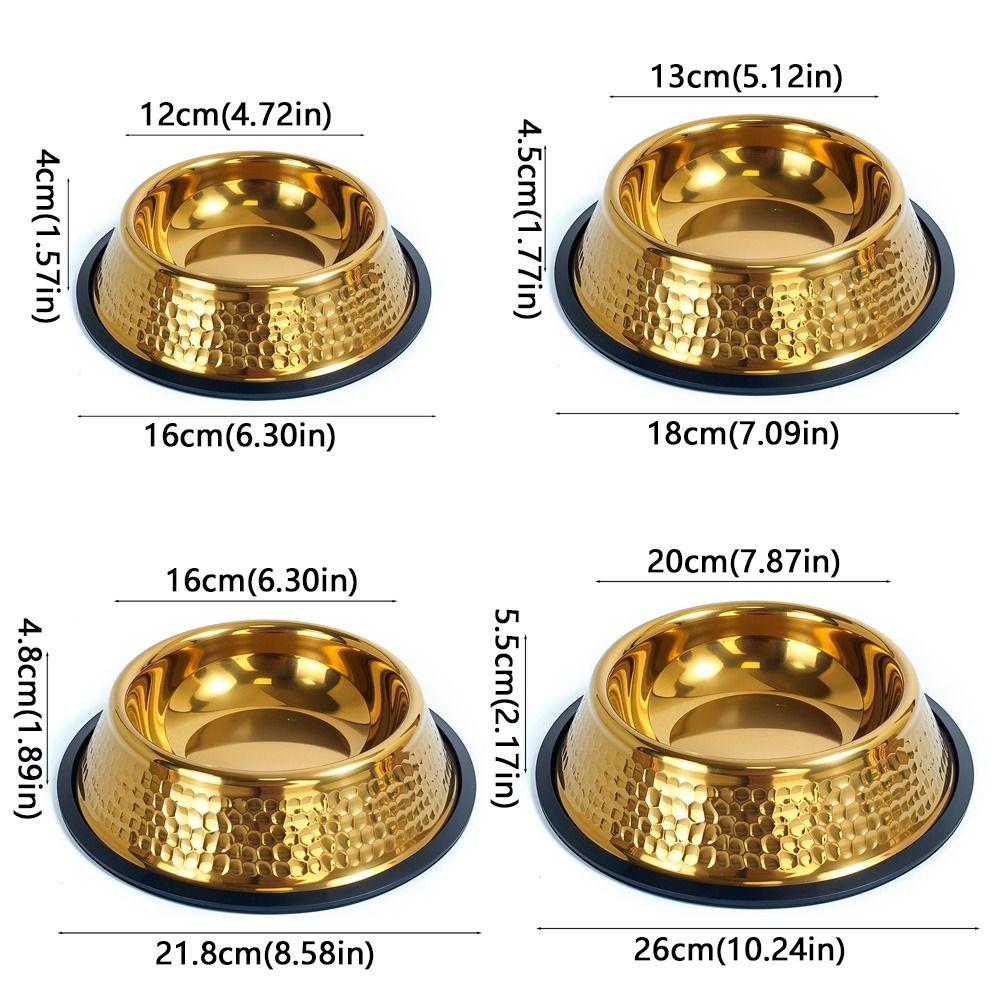 Stainless Steel Pet Feeding Bowl Gold Plated Cat Food Dish Anti-fall Dog Food Basin for Feeding