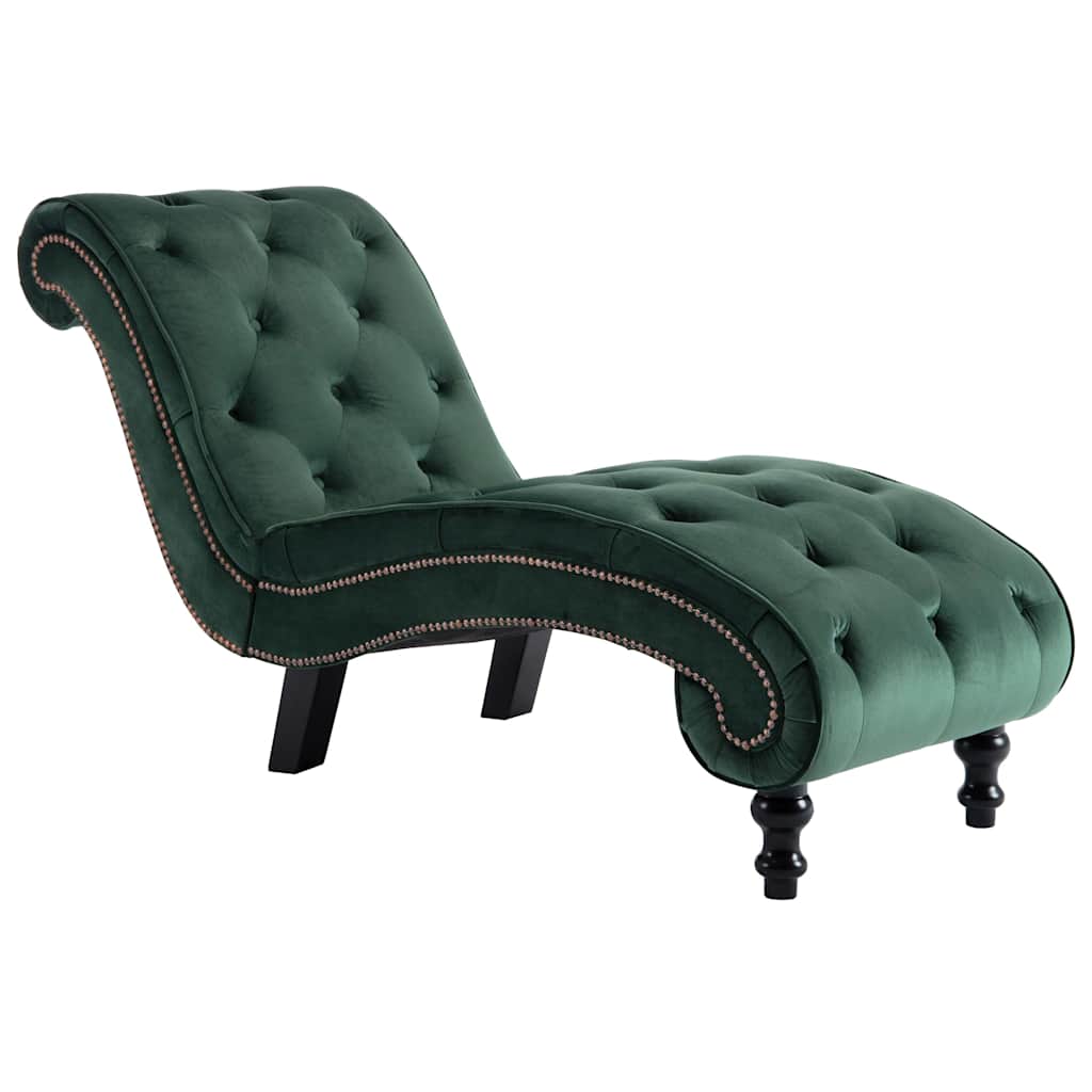 Chaise Lounge in Green Velvet