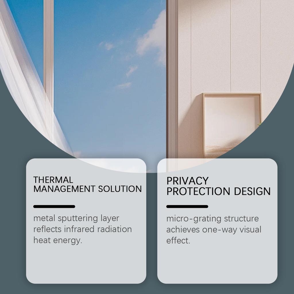 Светопрозрачная теплоизоляционная пленка для стекла, защита от подглядывания, безопасный и экологичный инженерный рулонный материал.