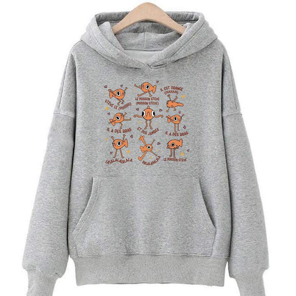 Стив Рыба Забавный Рыбный Мем Худи Мода Харадзюку Юмор Графические Свитшоты Мужские Женские Оверсайз Повседневный Креативный Пуловер