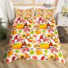 Thanksgiving Day Pumpkin King Queen Bedding Set Kids Cartoon Autumn Duvet Cover Fall Leaf Comforter Cover Polyester Quilt Cover