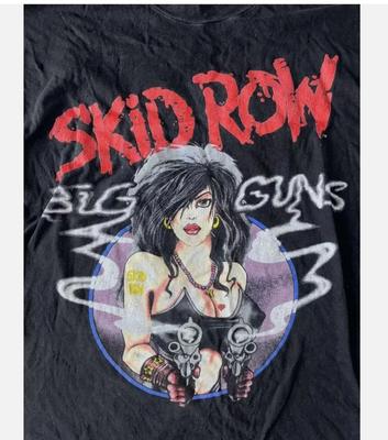 Унисекс Хлопковая Футболка Skid Row Band Big Gun Альбом Тур Полный Размер Унисекс Футболка