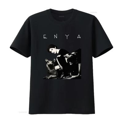 Новая Популярная Футболка Enya Для Фанатов Все Размеры Уникальный Черно-Белый Волк Унисекс Дизайн Принта Винтажная Уличная Одежда Растягивающаяся