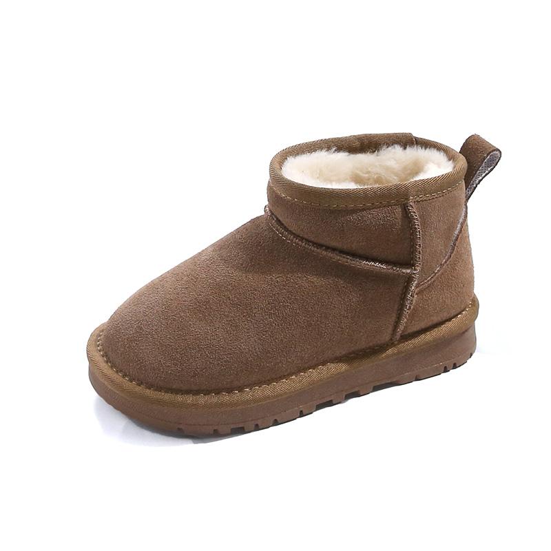 Новые детские зимние ботинки, утолщенные плюшевые ботинки для девочек из хлопка, теплые универсальные однотонные детские повседневные ботинки для мальчиков, нескользящие