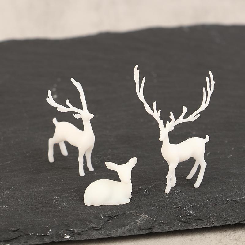 1Pc Mini Resin  Deer Christmas Forest Elk White Dessert Table Decor Merry Christmas Decor For Home Kids  Year Gift